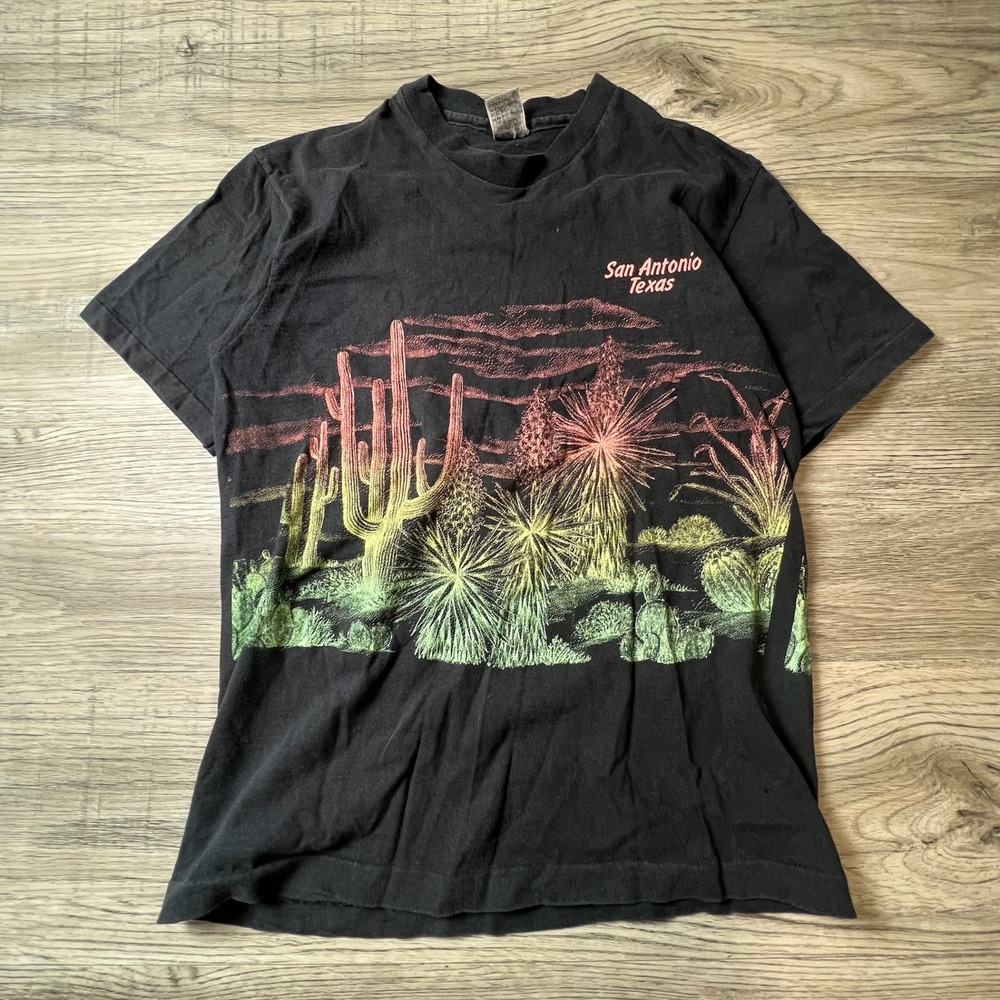 Sherry's Best T-Shirt Men Small Black Vintage San Antonio Texas Cactus Graphic
